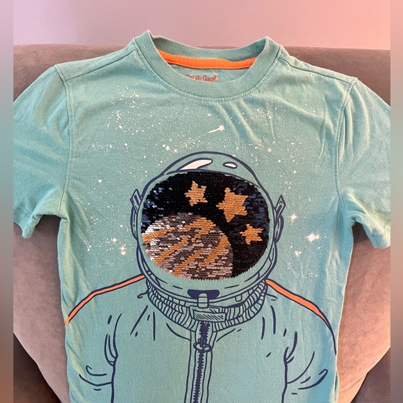 Cat & Jack Astronaut 👩‍🚀 Flip Sequin Tee - Size Small (6/7) - Picture 2 of 3
